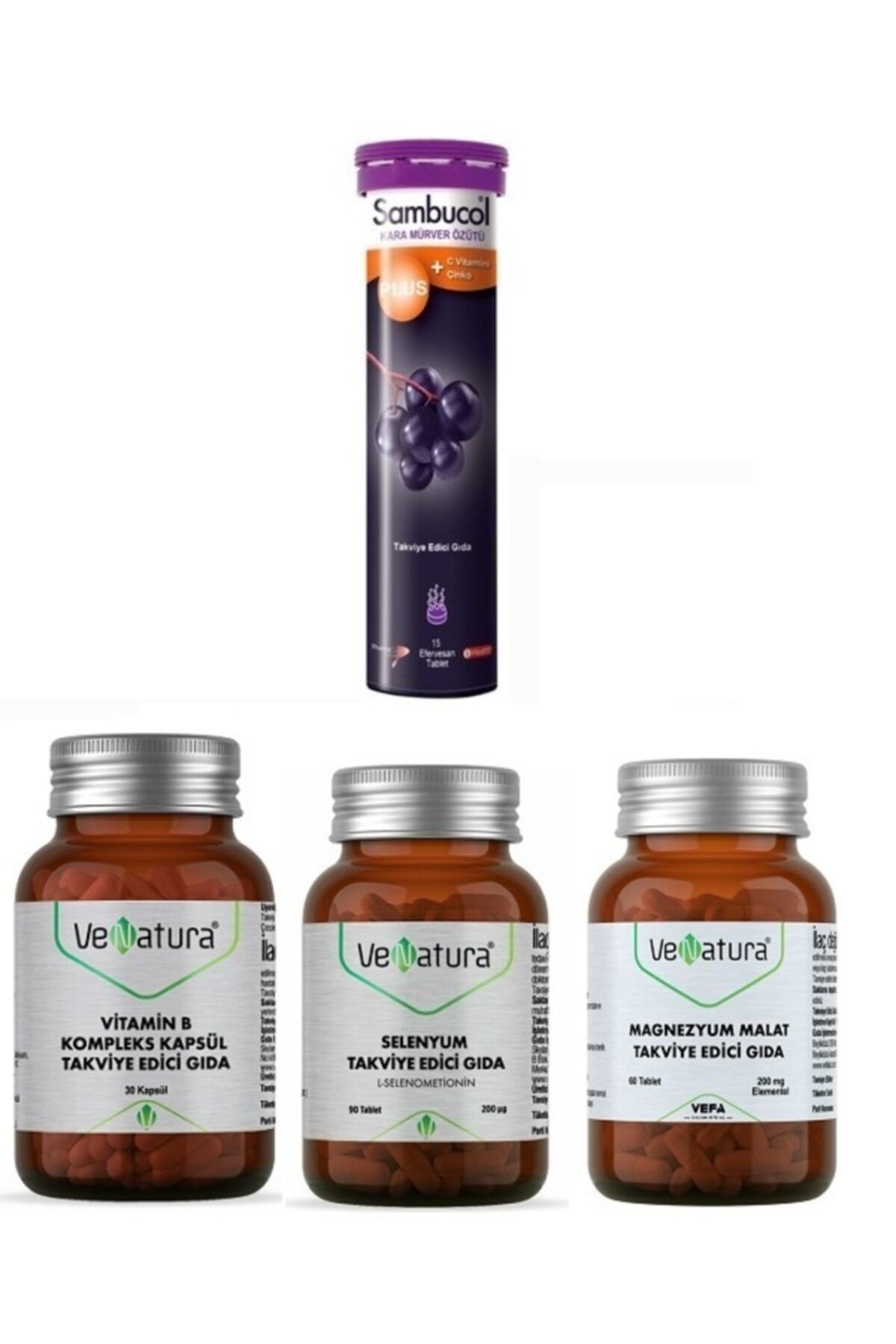 VeNatura-Sambucol 15 Tablets + B Complex 30 Capsules + Magnesium Malat 60 Capsules + Selenium 90 Tablets 1