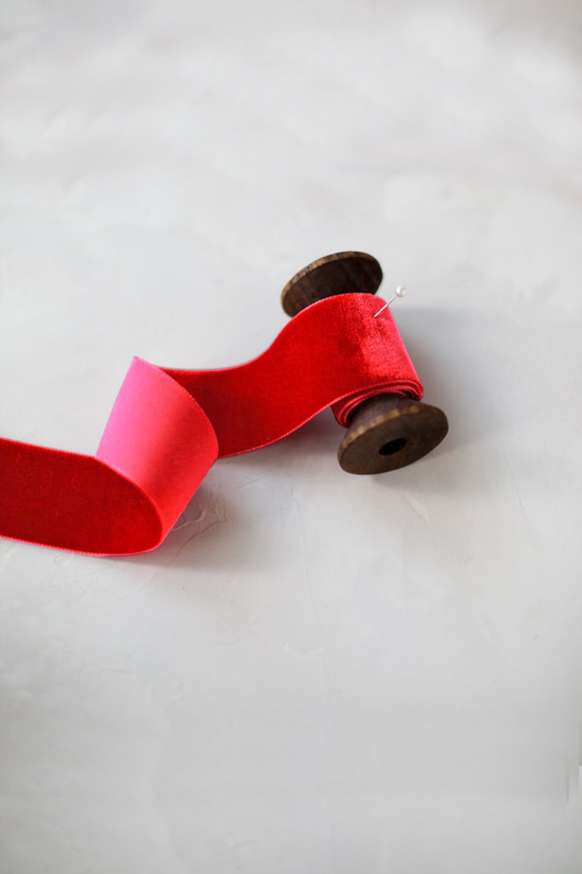 E Elmas Kırmızı Kadife Kurdele (2CM - 5M)