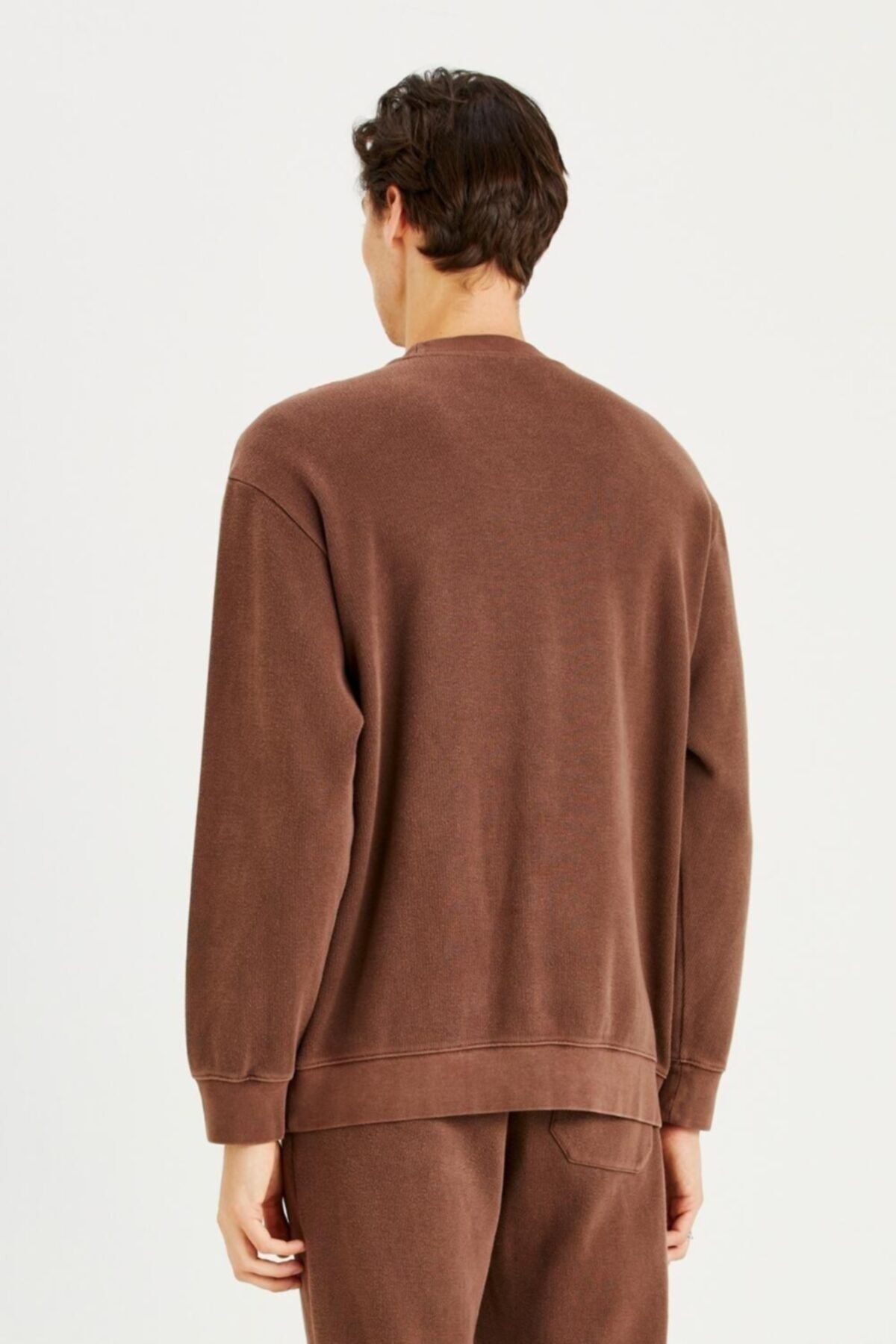 IAMNOTBASIC-Men's Brown Soft Buttoned Dire Sweatshirt 2