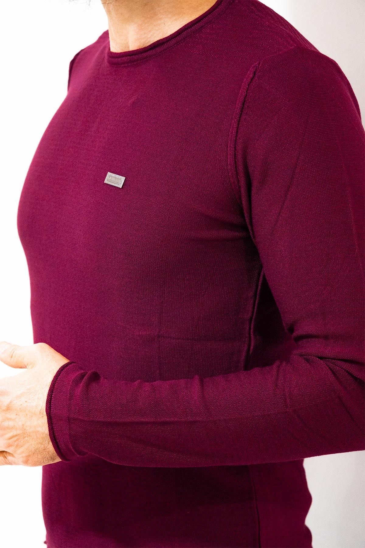 بافت و پلیور مردانه بورگوندی Twin | 1363 اورجینال - تصویر 2