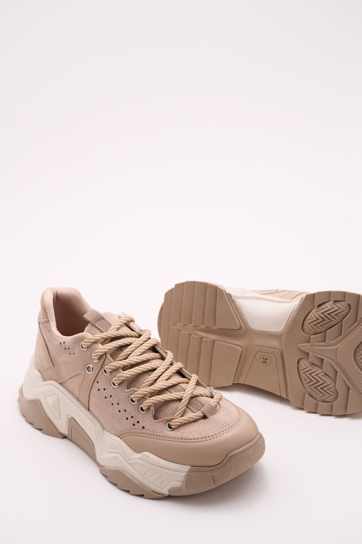 اسنیکر نود زنانه کفش ورزشی بژ 65119 اورجینال luvishoes
