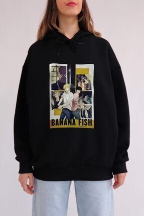 Anime Banana Fish Siyah Kapüşonlu Sweatshirt 12bvdf1b1111f4