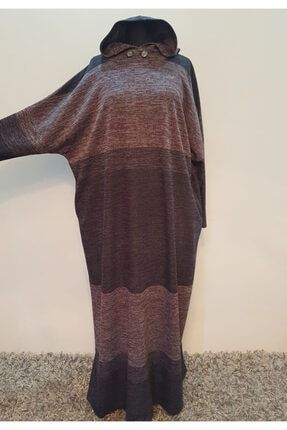 Bordo Geniş Çizgili Oversize Rahat Giyim Elbise MİM341