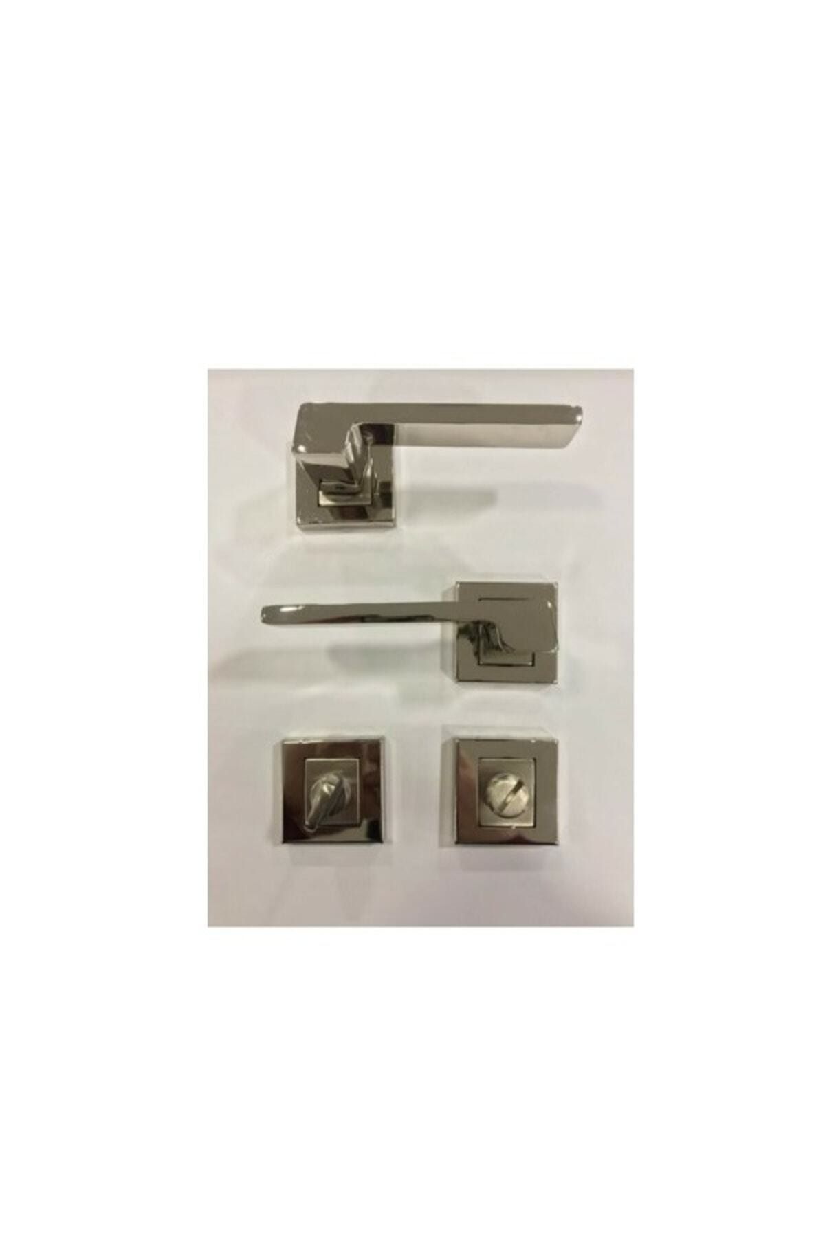 Sofuoğlu-Anka Square Rosette Nickel Satin Bathroom WC Door Handle 1 Set 1