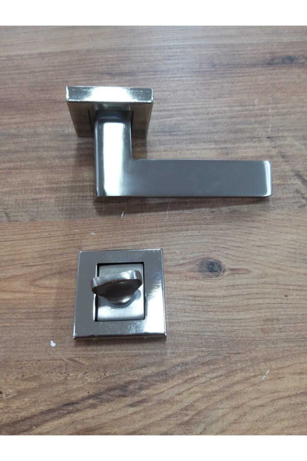 Sofuoğlu-Anka Square Rosette Nickel Satin Bathroom WC Door Handle 1 Set 6
