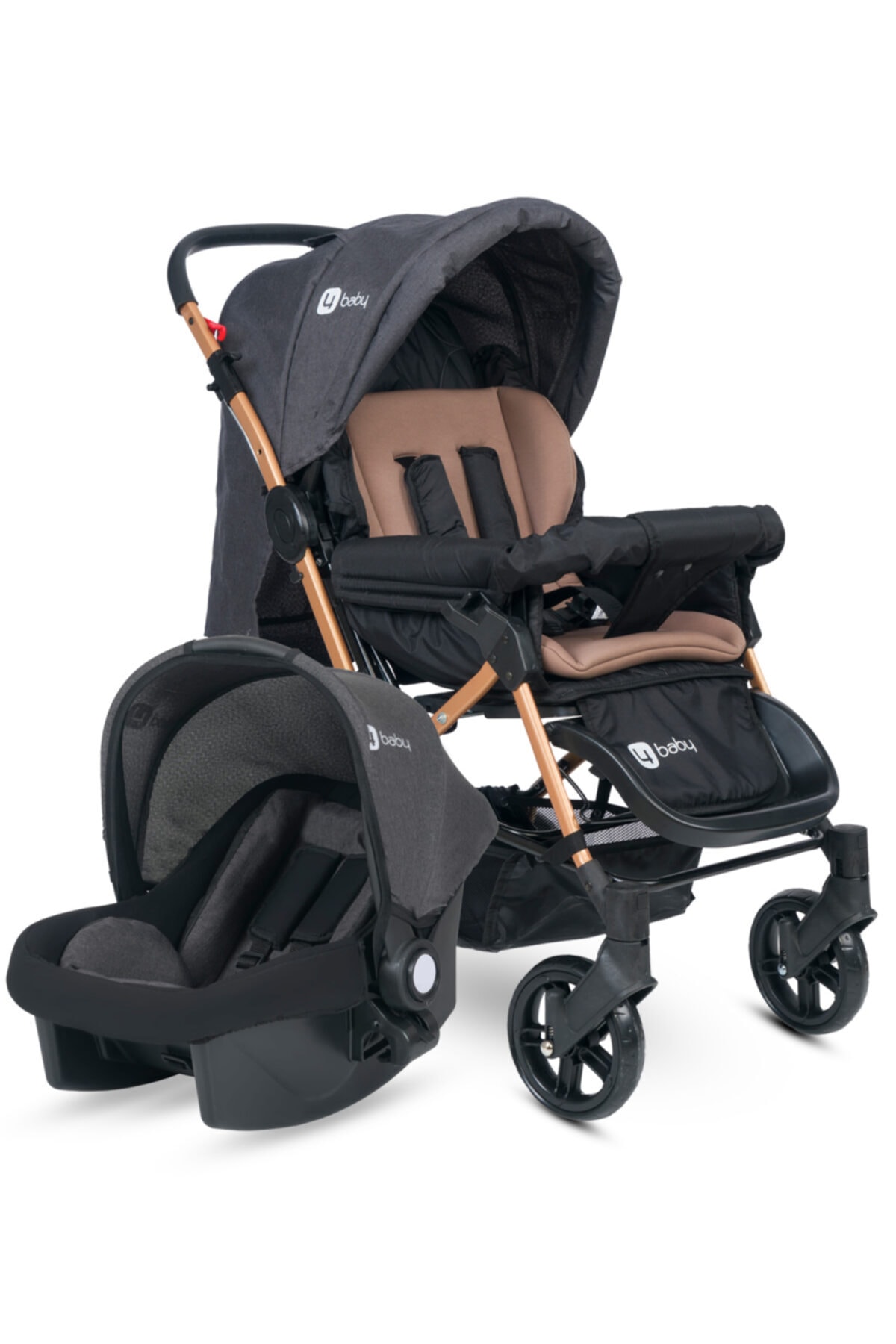 4 Baby Olympus Gold-Antrasit Travel Sistem Bebek Arabası Seyahat Sistem Çift Yön Puset Taşıma Koltuğu