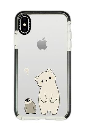 Iphone X Casetify Penguen Ve Ayıcık Desenli Anti Shock Premium Silikonlu Siyah Kenar Detaylı Telefon penguenayicikcstfyx