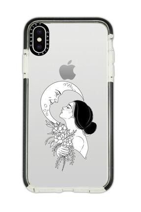 Iphone Xs Max Uyumlu Casetify Moon And Women Desenli Anti Shock Premium Silikonlu Siyah Kenar moonandwomencstfyxsmax