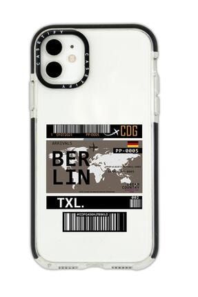Iphone 11 Casetify Berlin Ticket Desenli Anti Shock Premium Silikonlu Siyah Kenar Detaylı Telefon Kı berlincstfy11
