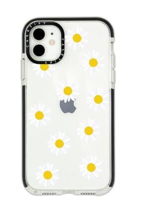 Iphone 11 Casetify Bahar Papatyaları Desenli Anti Shock Premium Silikonlu Siyah Kenar Detaylı Telefo baharpapatyalaricstfy11