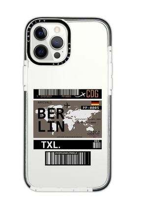 Iphone 12 Pro Casetify Berlin Ticket Desenli Anti Shock Premium Silikonlu Siyah Kenar Detaylı Telefo berlincstfy12pro