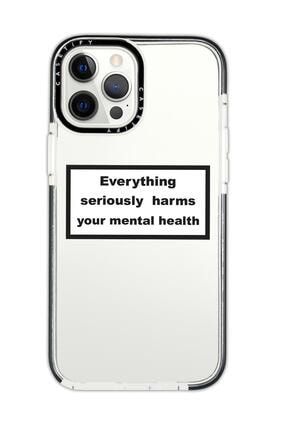 Iphone 12 Pro Max Casetify Everything Seriously Desenli Anti Shock Premium Silikonlu Siyah Kenar Det everythingcstfy12pmax