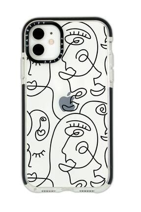 Iphone 11 Casetify Face Art Desenli Anti Shock Premium Silikonlu Siyah Kenar Detaylı Telefon Kılıfı faceartblackcstfy11