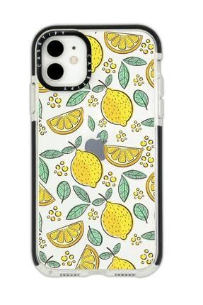 Iphone 11 Casetify Limon Desenli Anti Shock Premium Silikonlu Siyah Kenar Detaylı Telefon Kılıfı limoncstfy11