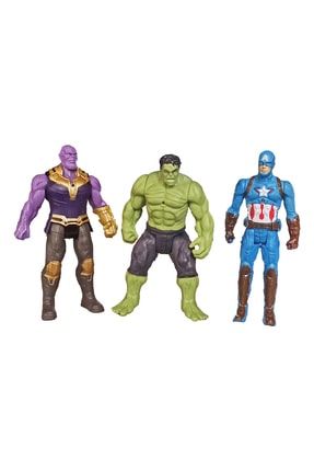 Thanos, Hulk, Captian America 3'lü Işıklı Avengers Seti 16cm. TLM-1333