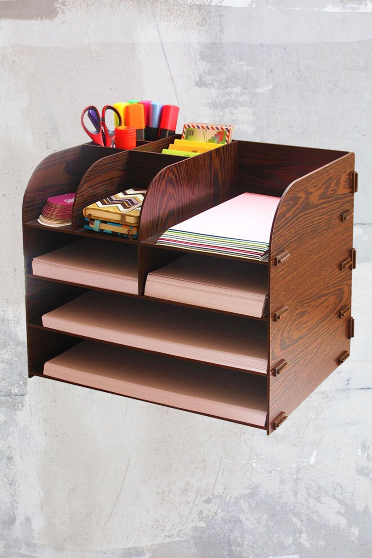 Aldebaran Reklam KLES Marka A4 Evrak Rafı Masaüstü Organizer Dosya Düzenleyici Masaüsütü Ahşaporganizer