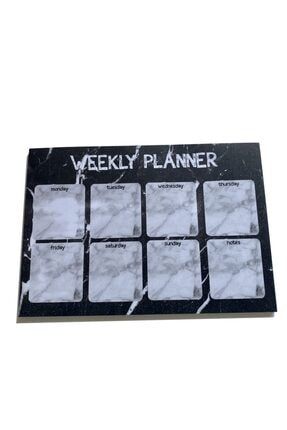 Siyah Beyaz Mermer Desen Weekly Planner ( Haftalık Planlayıcı ) KW-0043-1