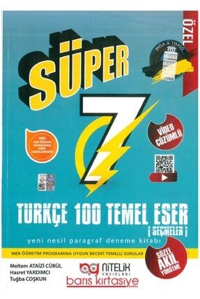 7. Sınıf Süper Türkçe 100 Temel Eser Yeni Nesil Paragraf Deneme Kitabı BRS05007
