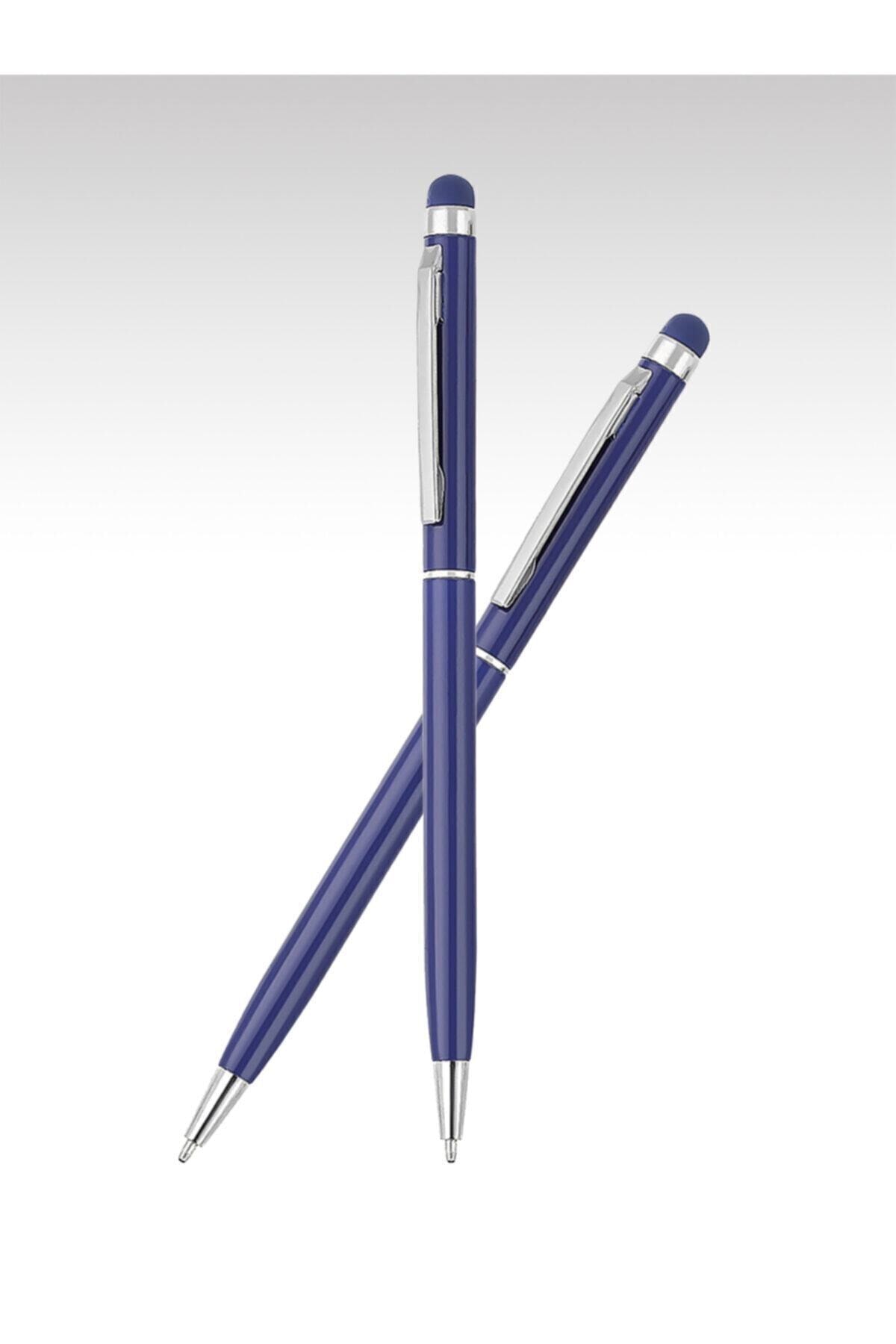 Tablet/phone Compatible Touch Tip Blue Ballpoint Pen - Navy