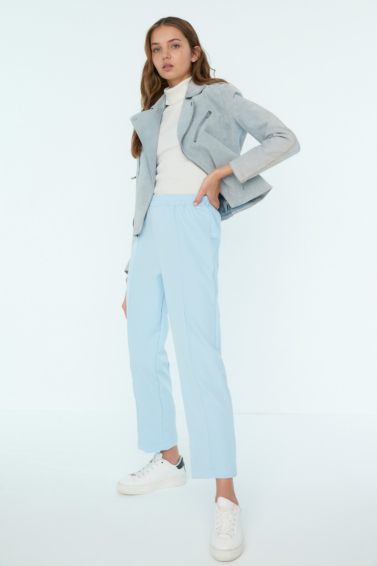 Trendyol Modest Hose Blau Straight Fast ausverkauft