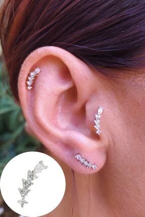 Cerrahi Çelik Taşlı Yan Damla Figürlü Helix Tragus Piercing N1tapı19092001 N1TAPI19092001