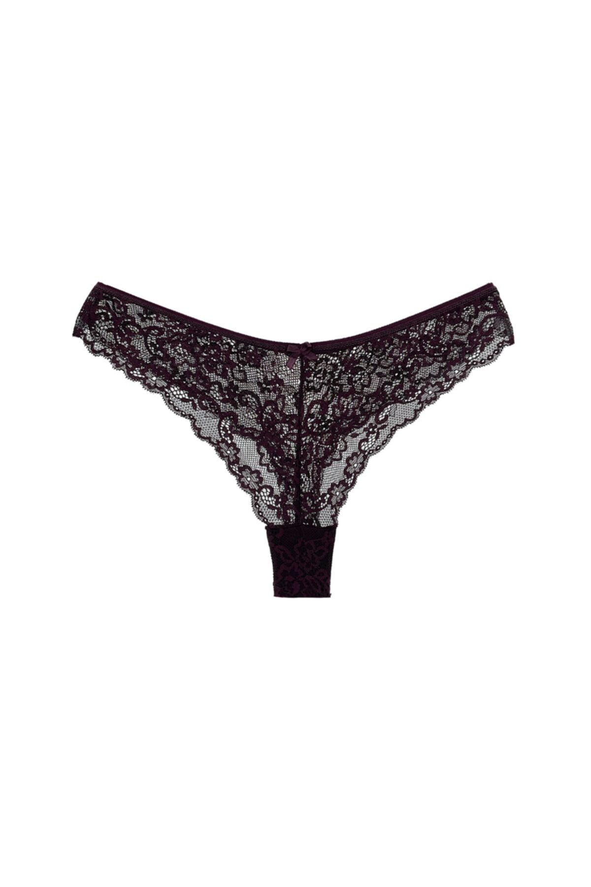 HNX 2-Piece String Women's Thong Panties with Tulle Lace Detail on the Front  and Back - Trendyol