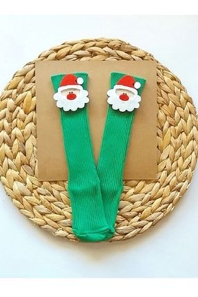 Kız Erkek Bebek Noel Baba Süslemeli Diz Altı Yeni Yıl Çorabı ASANOEL03