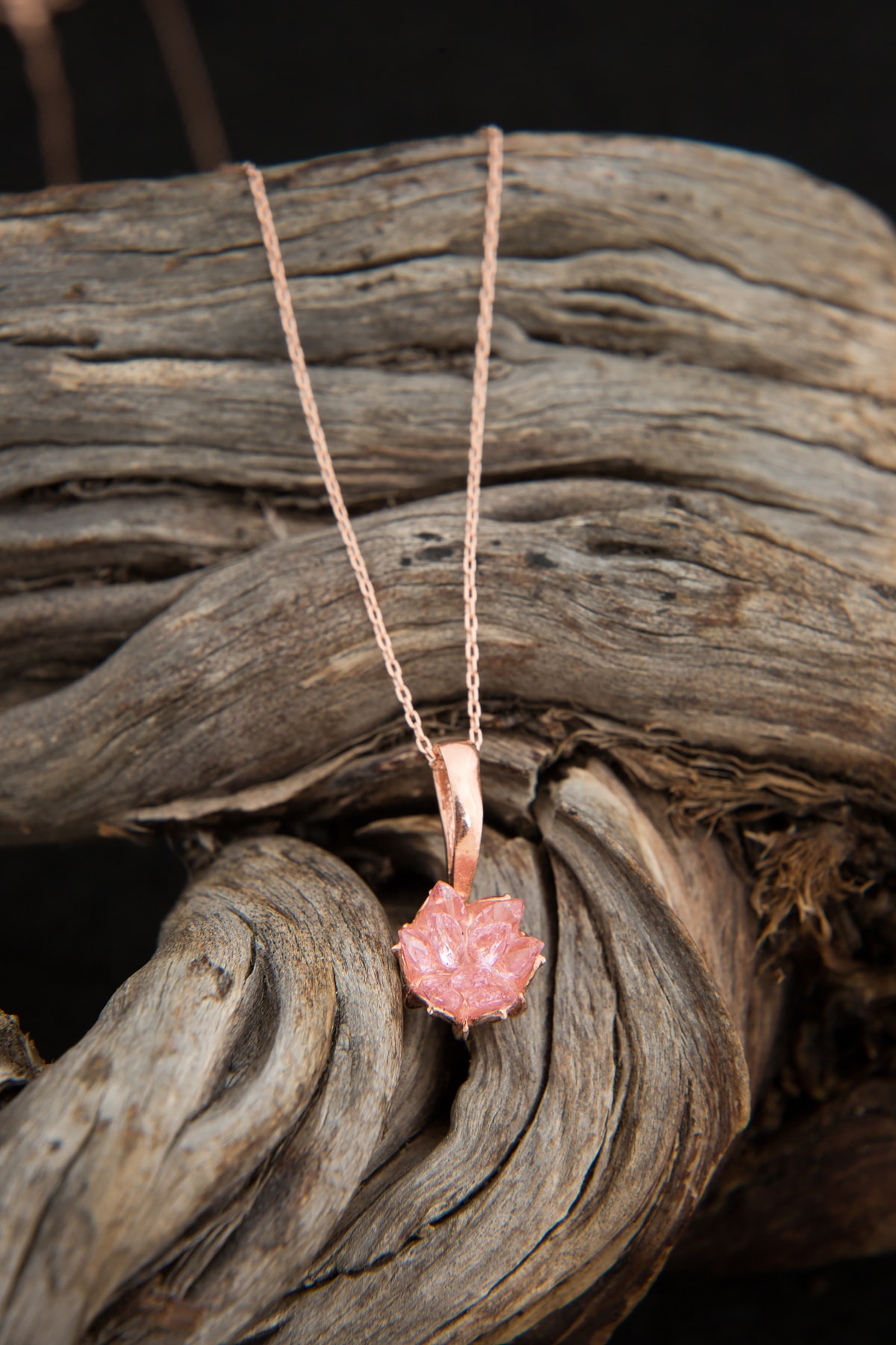 14k Rose Altın Kaplama Pembe Zirkon Taşlı Lotus Çiçeği Kadın Kolye 2