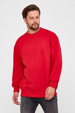 Kırmızı Oversize Sweatshirt erkek oversize