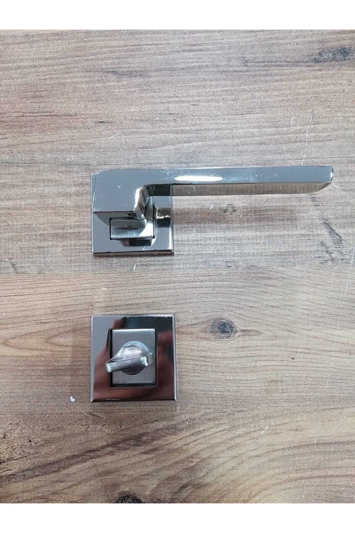 Sofuoğlu-Anka Square Rosette Nickel Satin Bathroom WC Door Handle 1 Set 4