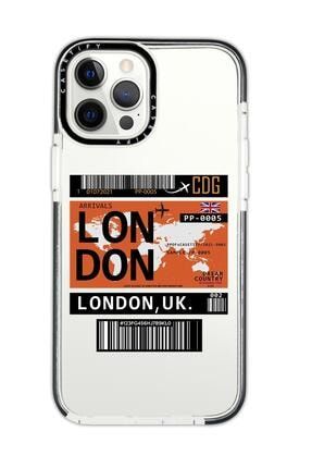 Iphone 12 Pro Max Casetify London Ticket Desenli Anti Shock Premium Silikonlu Siyah Kenar Detaylı Te londoncstfy12pmax