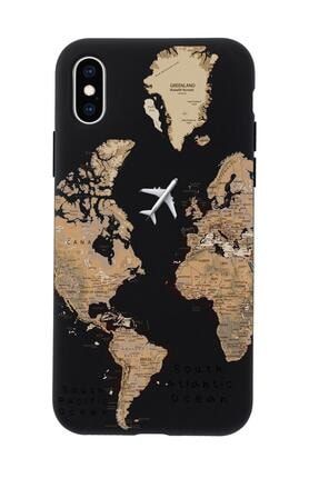 Iphone Xs Max Dünya Harita Desenli Premium Silikonlu Telefon Kılıfı MCIPLDNYHRT106