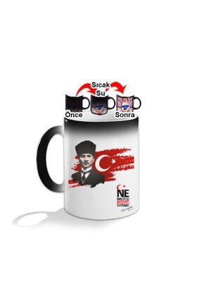 Mustafa Kemal Atatürk Resimli Ve Sözlü Kupa Sihirli Kupa Bardak TD287911