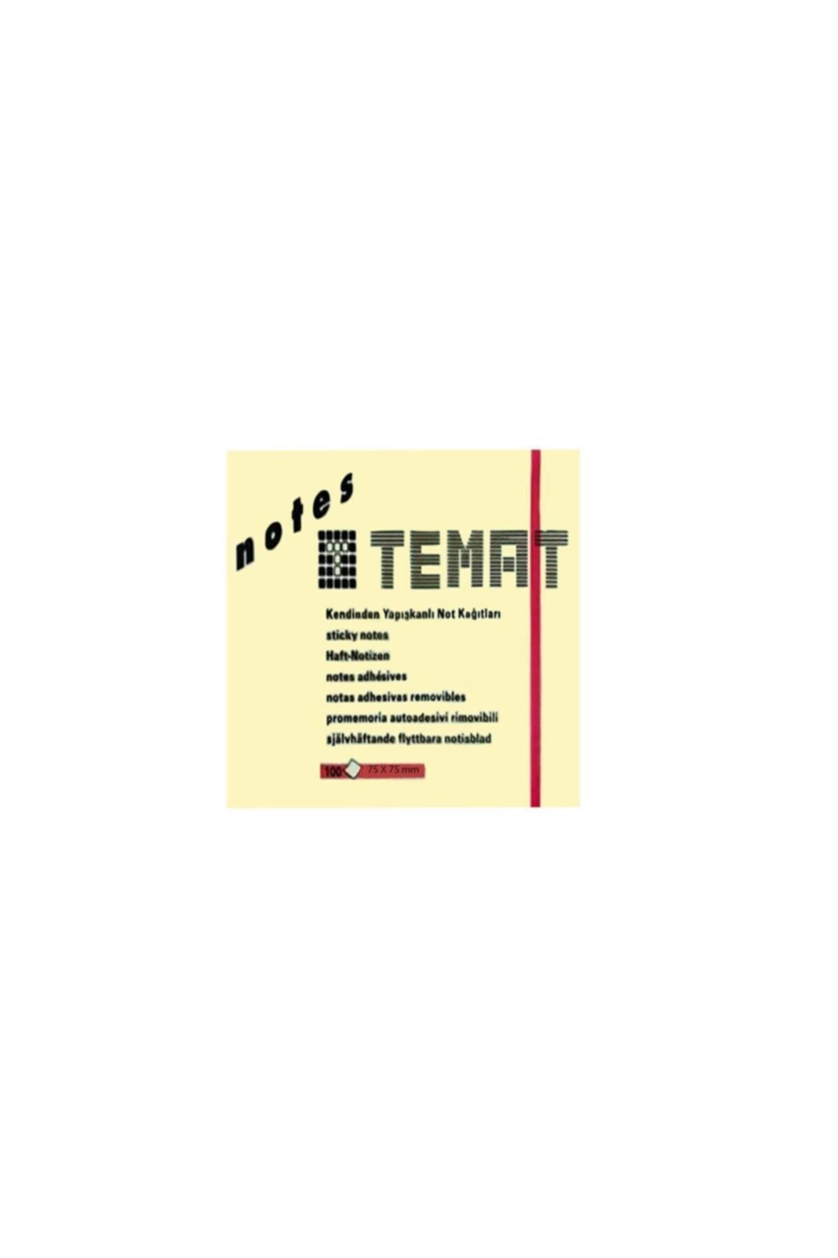 Temat 75 X 75 Mm Pastel Sarı Postit - Yapışkanlı Kağıt