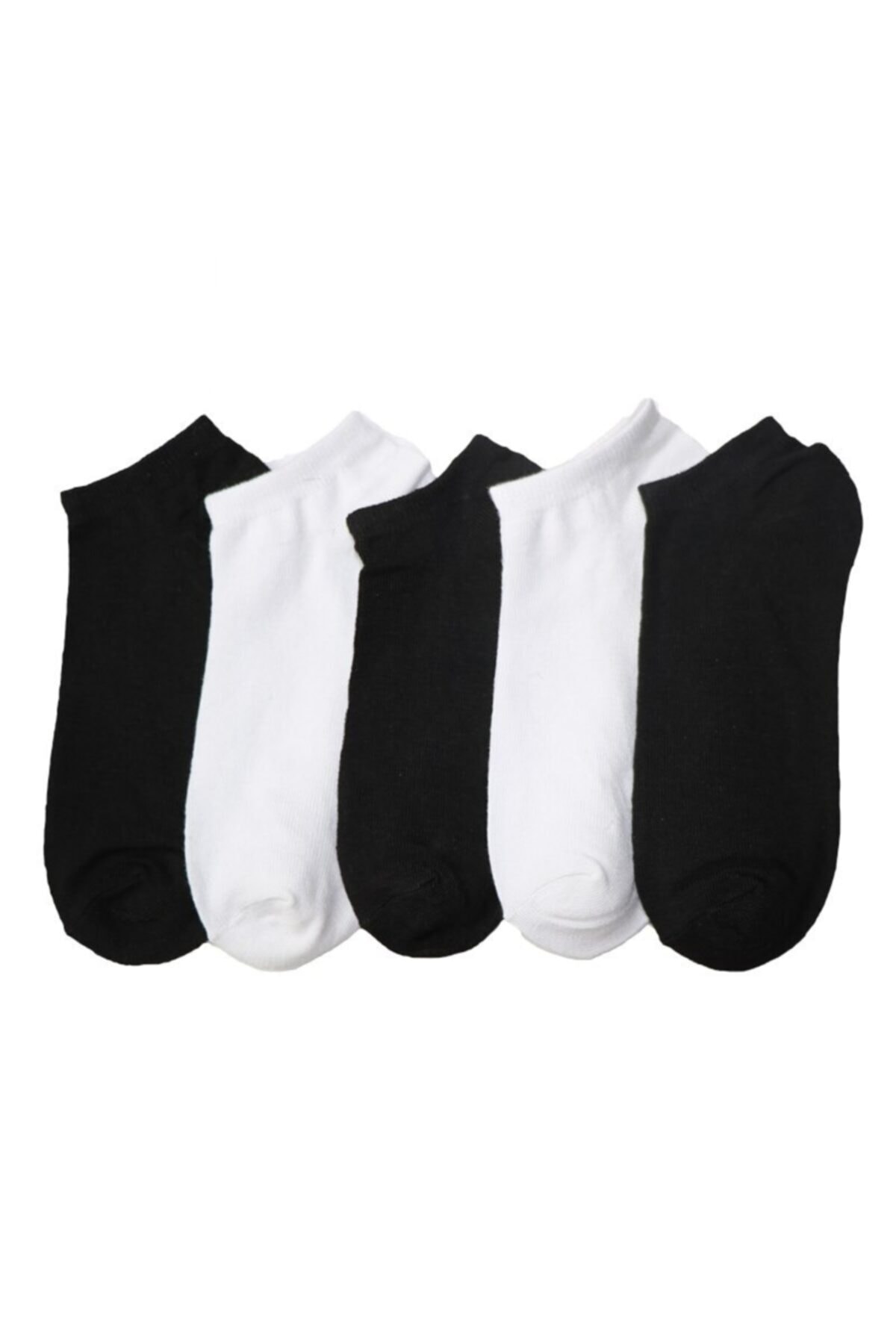çorapmanya 5 Çift Kadın Koton Siyah-beyaz Patik Çorap