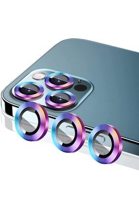 Iphone 12 Pro Max Uyumlu Alüminyum Alaşım 3d Temperli Kamera-lens Koruyucu, Renkli [3'lü Set] HYPRA_iP12PRMX_LNS