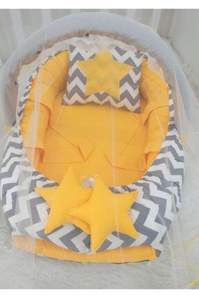 Modastra Gri Zigzag Ve Sarı Kombin Lüx Baby Nest Bebek Yuvası MDSTR0068