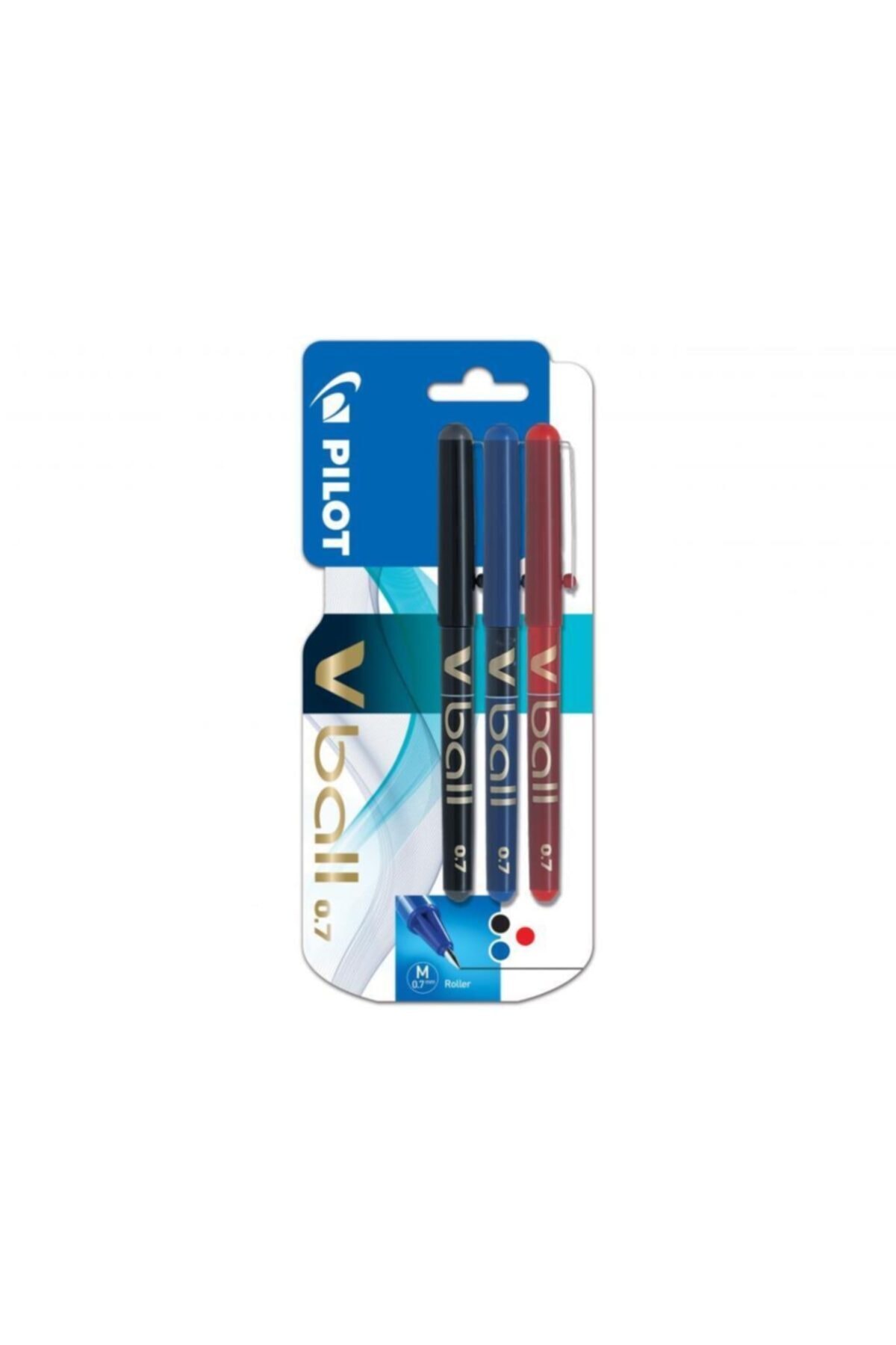 Pilot V-ball 0.7 ( 1 Siyah - 1 Mavi - 1 Kırmızı ) Sıvı Mürekkepli Roller Kalem 3'lü