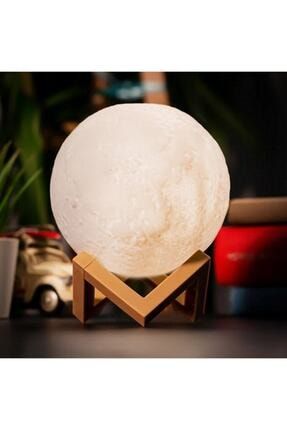 Dekoratif 3d Ay Görünümlü Gece Lambası Moonlight ve Plastik Stand 15 cm 3DAY07