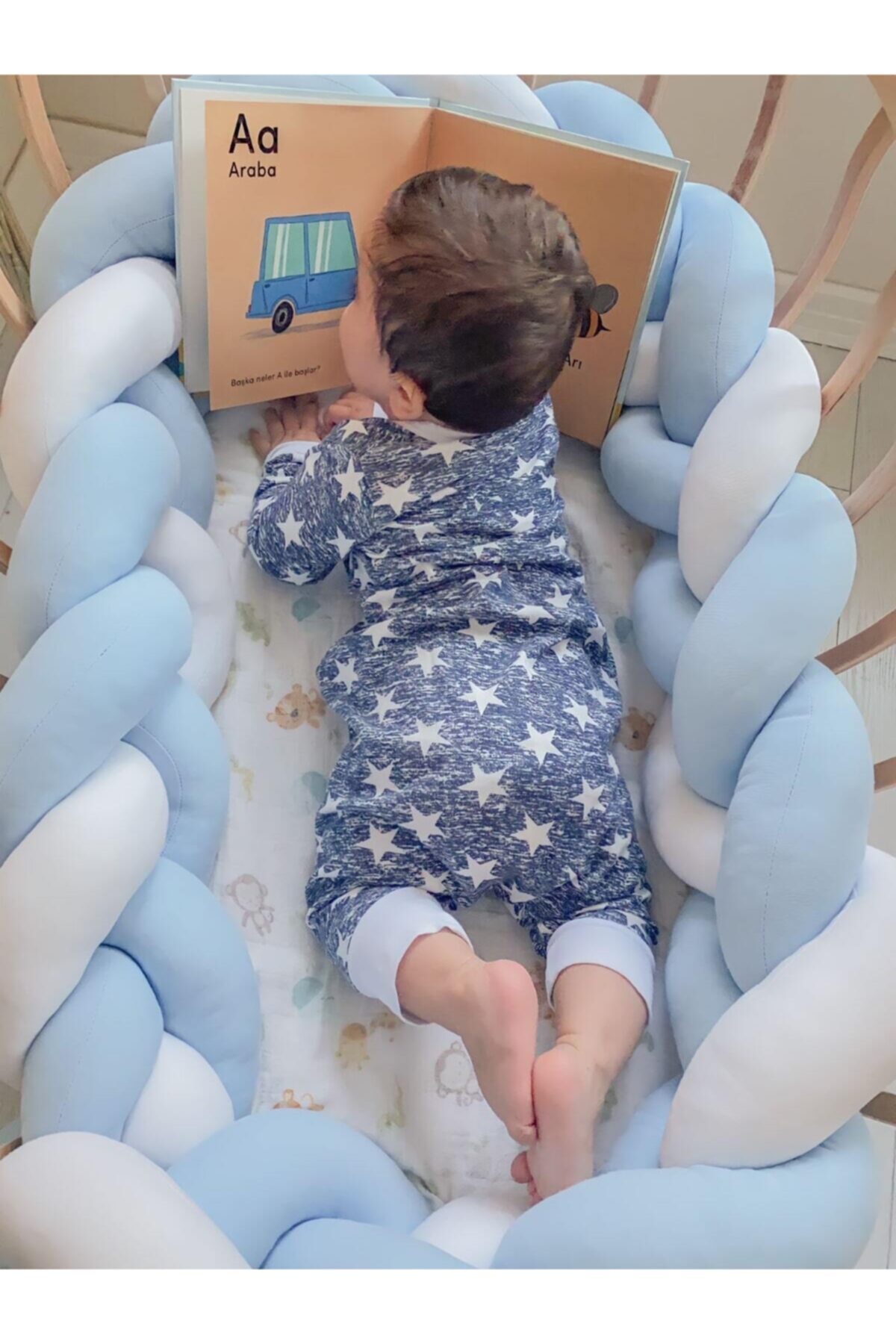 GÖKÇECİK TEKSTİL Salaş Oversize Bebek Tulum Pijama Lacivert Yıldızlı fotoğrafı 3 (önizleme)