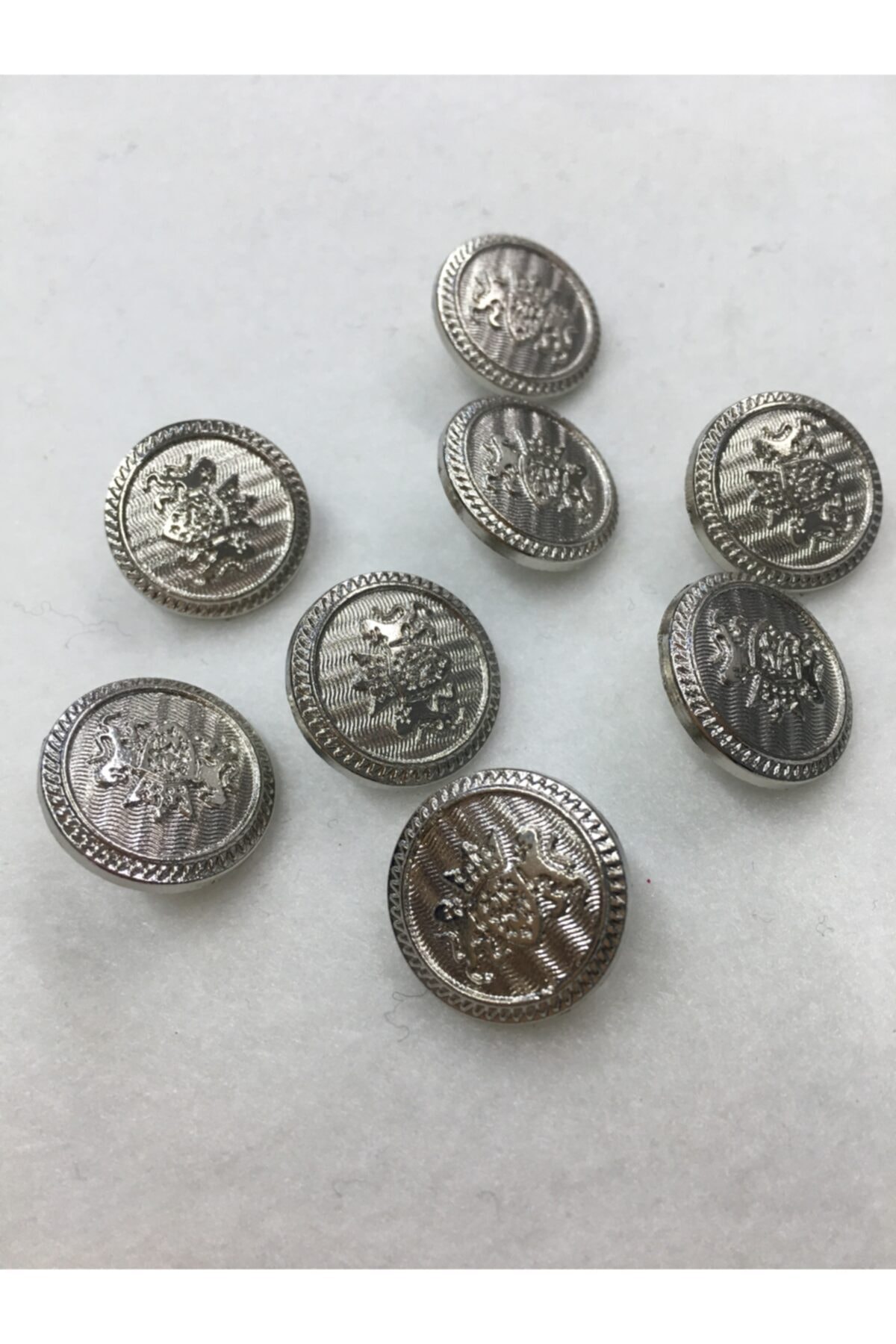 Metal Button Small Series Set of 8 Silver / Double Lion Model