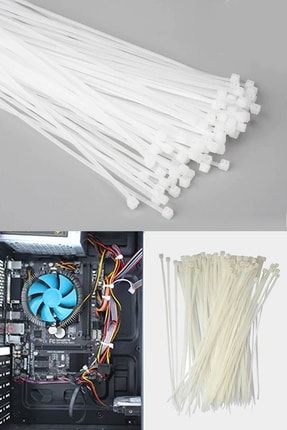 200 Adet Beyaz Plastik Kelepçe Cırt Kablo 2.5 20cm Uzunluk ÜR3621