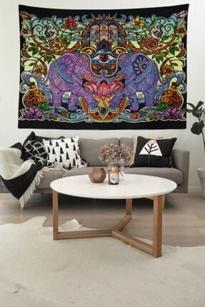 Psychedelic Elephant And Eye Duvar Örtüsü Kadife Duvar Halısı Tapestry kzmk171