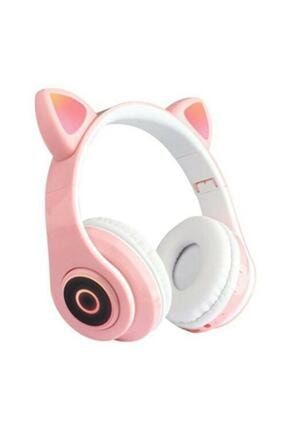 Bluetooth Kulaklık Pembe Kedili Kulaklık Cat Rgb Led Işıklı Çocuk Kulaklık Bt 5.0 Kulaküstü kedi Beyazpembe