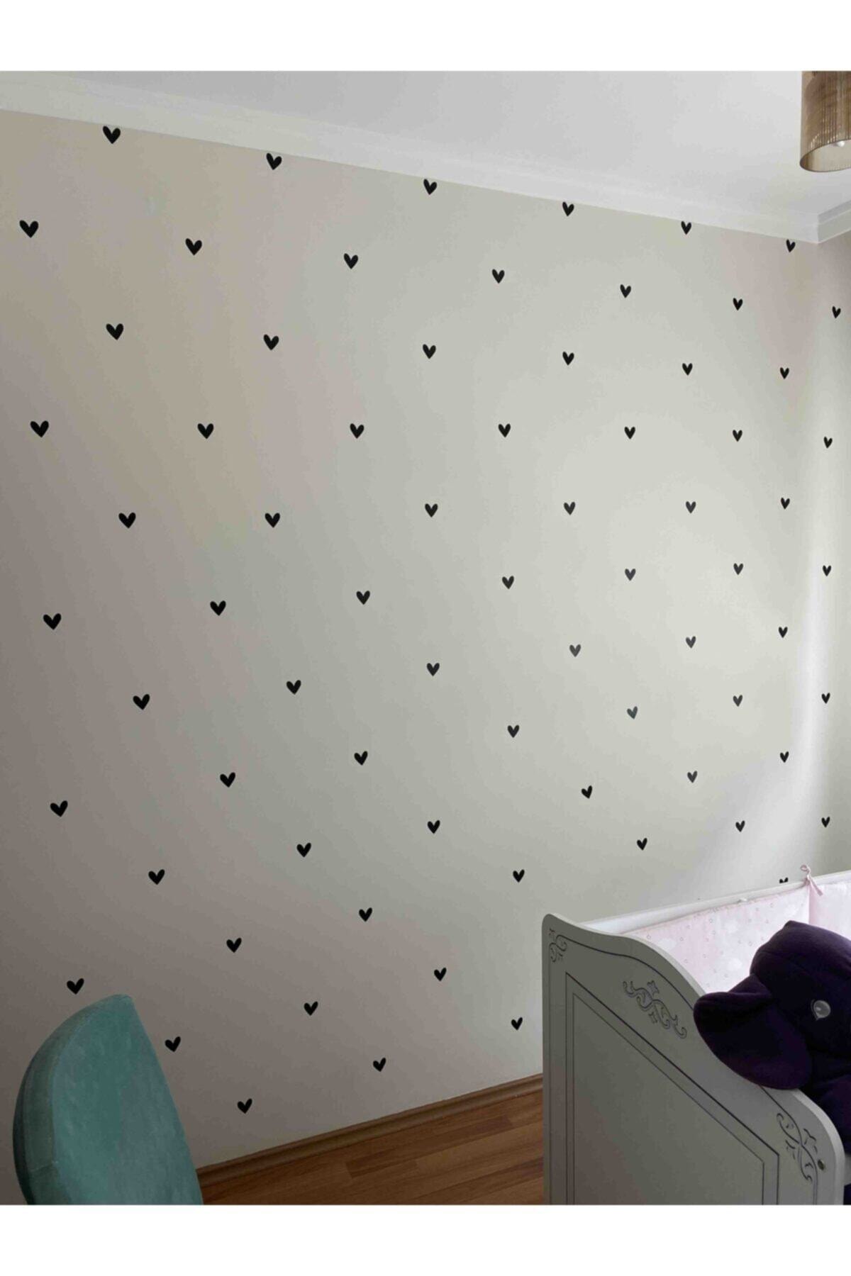 ENGINPRINT Siyah Şirin Kalp Çocuk Odası Sticker 102 Adet fotoğrafı 2 (önizleme)