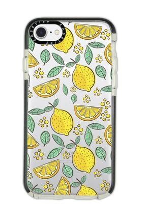 Iphone 8 Casetify Limon Desenli Anti Shock Premium Silikonlu Siyah Kenar Detaylı Telefon Kılıfı limoncstfy8