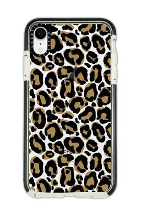 Iphone Xr Casetify Leopar Desenli Anti Shock Premium Silikonlu Siyah Kenar Detaylı Telefon Kılıfı leoparcstfyxr
