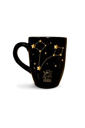 Yıldız Haritalı Balık Burcu Siyah Kupa - Burçlu kahve kupası kupa bardak kahve fincanı KUP161
