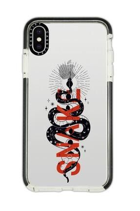 Iphone X Casetify Snake Desenli Anti Shock Premium Silikonlu Siyah Kenar Detaylı Telefon Kılıfı snakecstfyx