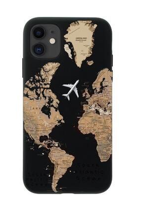 Iphone 12 Dünya Harita Desenli Premium Silikonlu Telefon Kılıfı MCIPLDNYHRT78